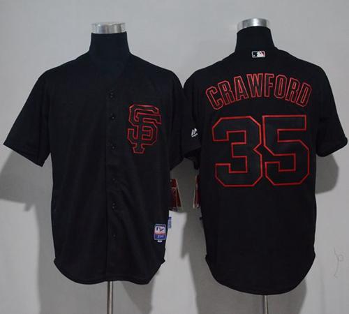 Giants #35 Brandon Crawford Black Strip Stitched MLB Jersey